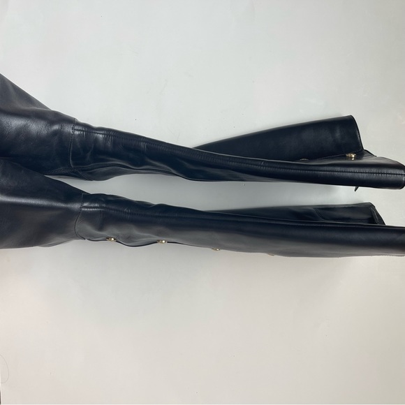 Nine West Oreyan Tall Black Leather Boots Studded Size 9.5 - Picture 8 of 14